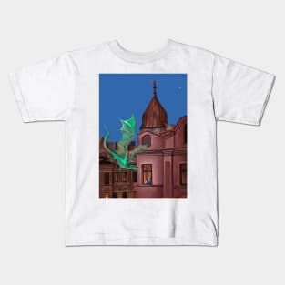 Dragon flying by Kids T-Shirt